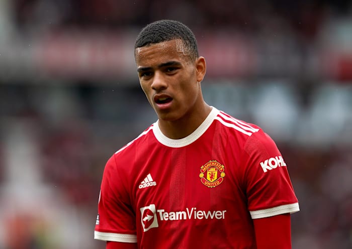 Mason Greenwood pictured playing for Manchester United in August 2021